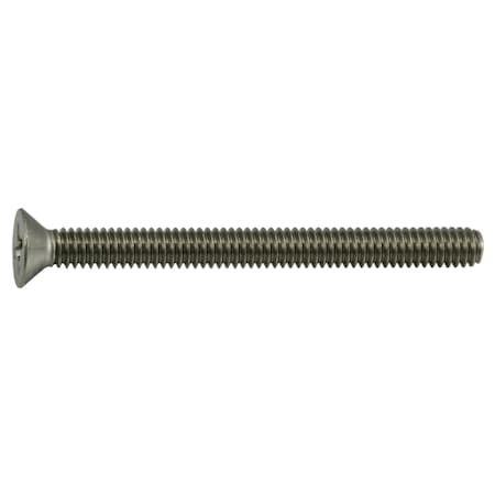 #12-24 X 2-1/2 In Phillips Flat Machine Screw, Plain Stainless Steel, 10 PK